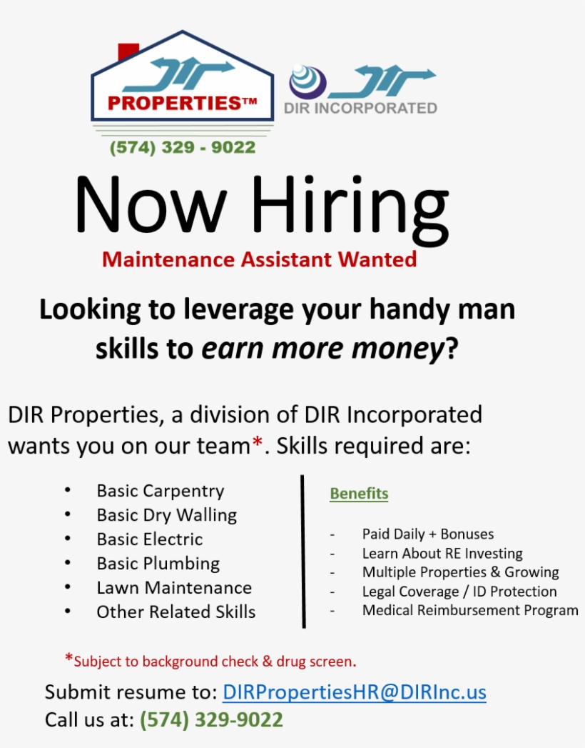 Dir Properties Now Hiring - Cell, transparent png download