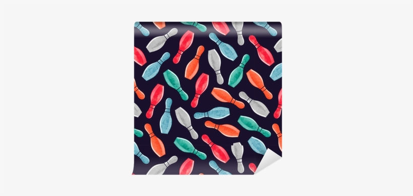 Seamless Pattern With Colorful Watercolor Bowling Pins - Bowling Pin, transparent png download