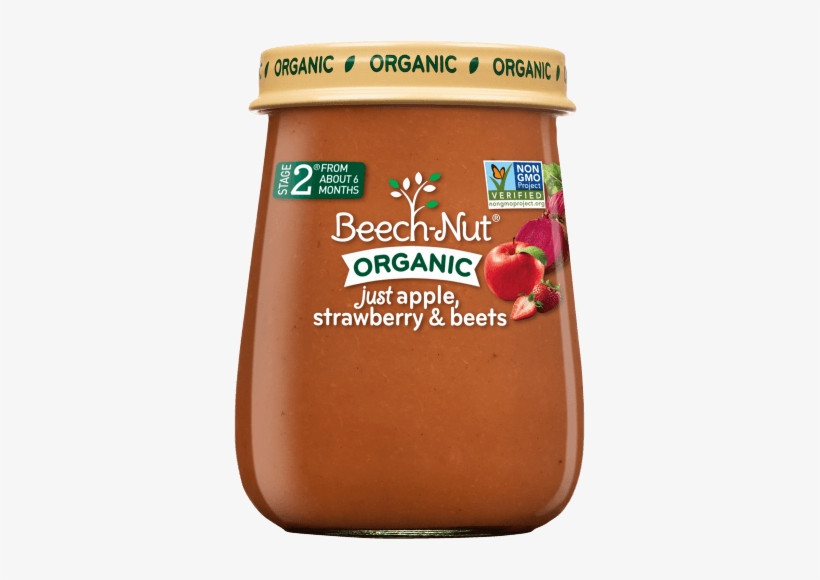 Organic Just Apple, Strawberry & Beets Jar - Beech-nut Just Organic Stage 2 Purees - Just Apple,, transparent png download