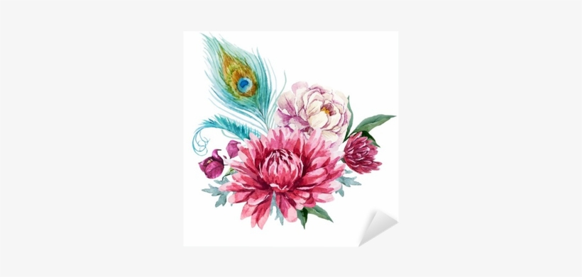 Watercolor Illustration Of Chrysanthemum Flowers, transparent png download