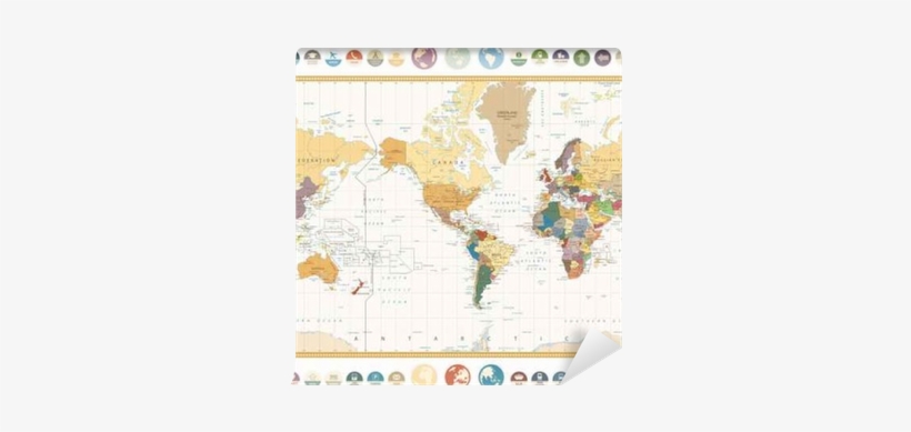 America Centered World Map With Flat Icons And Globes - World Map, transparent png download