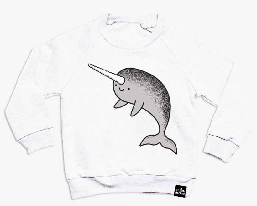 Whistle & Flute Kawaii Narwhal Sweatshirt - Flute, transparent png download