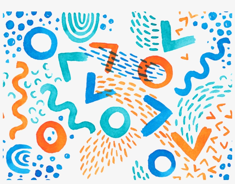 Transparent Abstract Watercolor Fill Background - Blau, Orange Und Aqua Flippiges Geometrics Thermosbecher, transparent png download