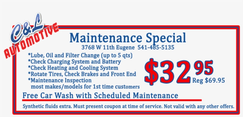 C&l Coupon 2018 Maintenance Special Web - Coupon, transparent png download