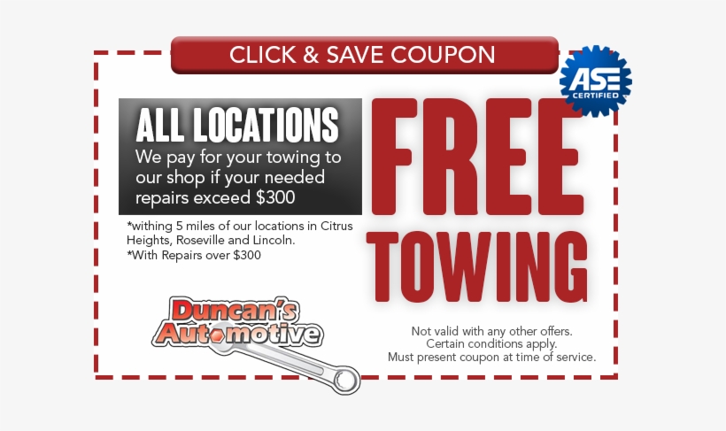 Free Towing* All Locations We Pay For Your Towing To - Towing Coupons, transparent png download