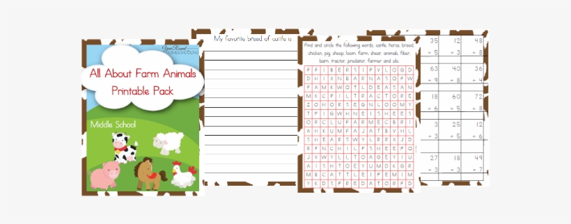Free Farm Animals Unit Study And Printables - Word Search, transparent png download