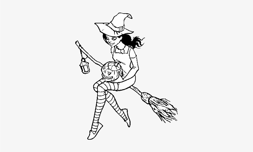Halloween Witch Coloring Page - Bruja Guapa Para Colorear, transparent png download