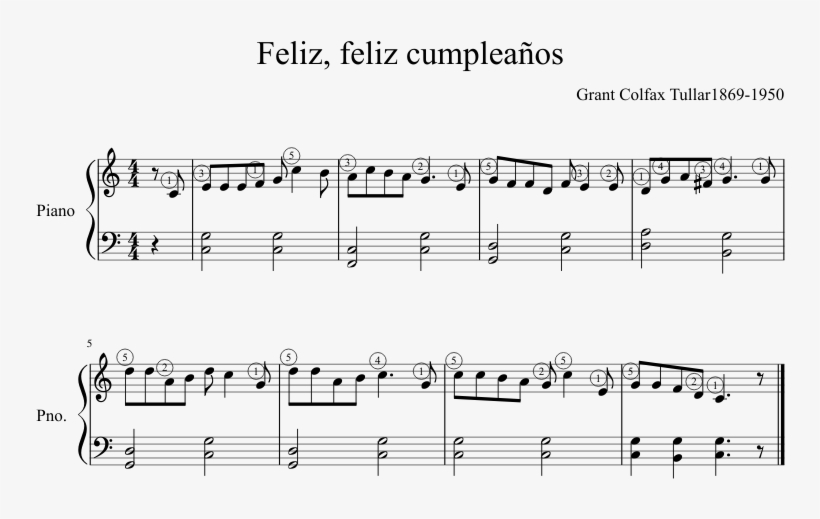 Feliz, Feliz Cumpleaños Sheet Music Composed By Grant - Alma Llanera Choir Sheet Music, transparent png download