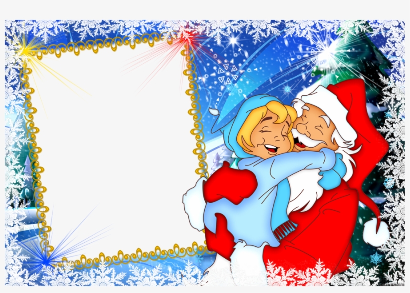 Moldura Papai Noel E Crianã§as - Поздр С Новым Годом, transparent png download