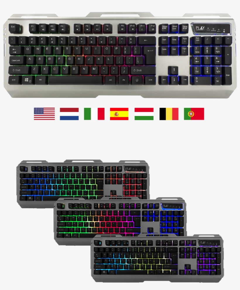 Play Solid Metal Gaming Keyboard Pl3310 - Clavier Play, transparent png download