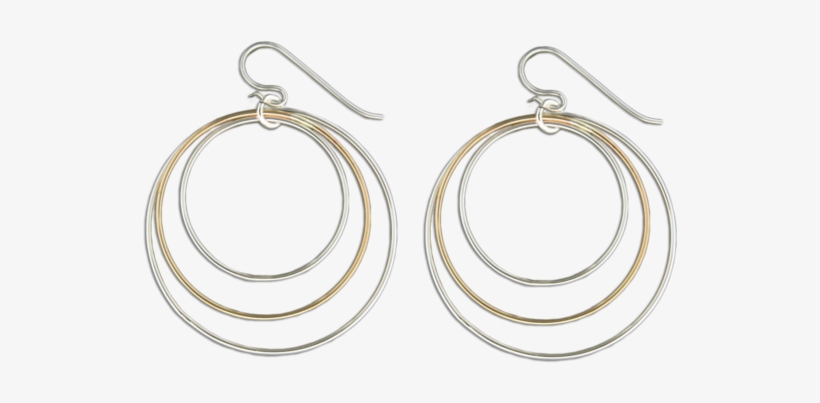 Sterling Silver And Gold-filled Triple Open Circle - Earrings, transparent png download