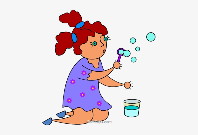 Niña Soplando Burbujas Libres De Derechos Ilustraciones - Blowing Bubbles Clip Art, transparent png download