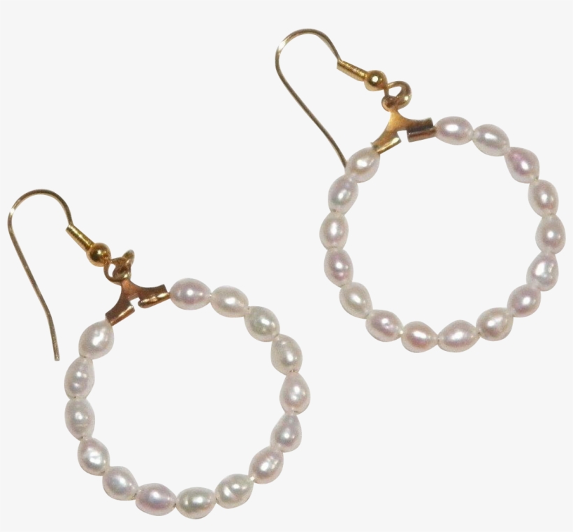 Rice Pearl Open Circle Pierced Earrings, transparent png download