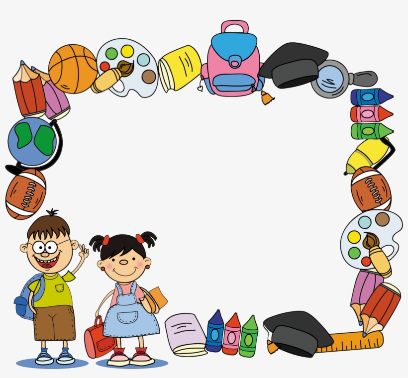 Bordes De Graduación En Png - School Supplies Border Clipart, transparent png download