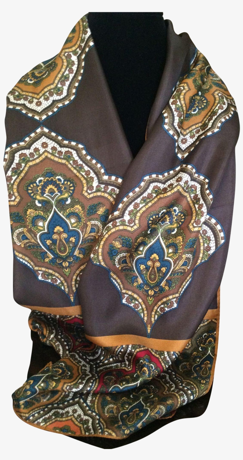 Vintage Adrienne Landau Studio Long Silk Scarf - Scarf, transparent png download