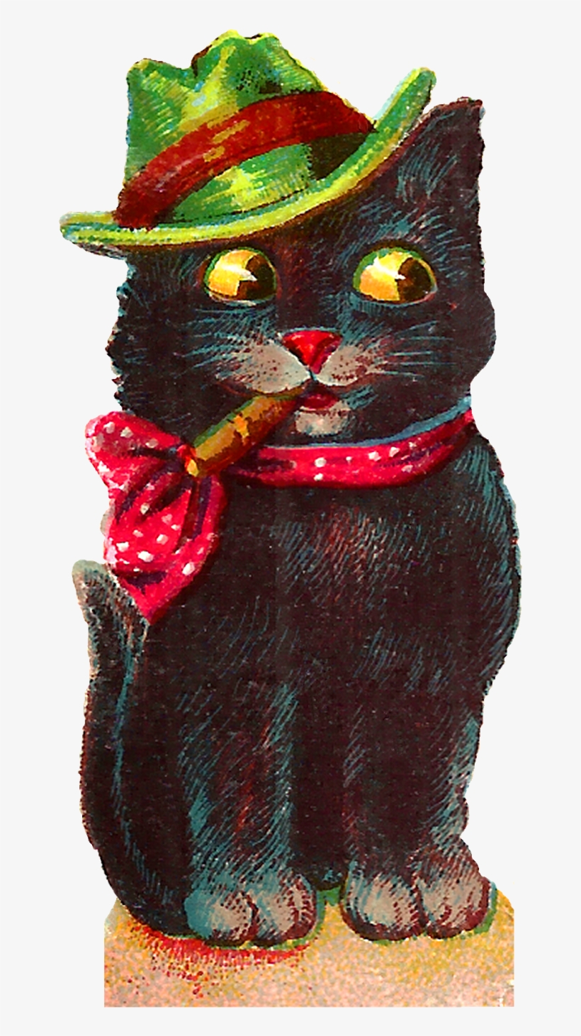 Vintage Halloween Black Cat Images Costumes Png, transparent png download