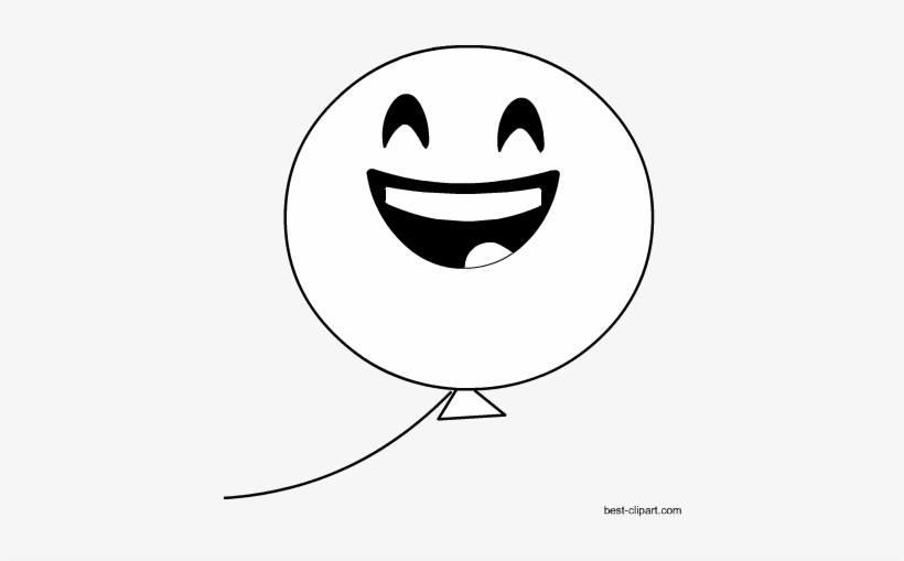 Free Happy Balloon Black And White Clip Art - Clip Art, transparent png download