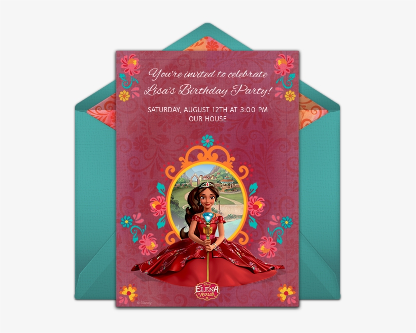 Elena Of Avalor Online Invitation - Elena Of Avalor Invitations Free, transparent png download