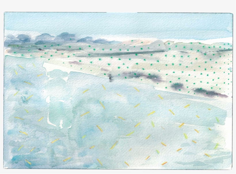 Watercolor Landscapes With Mapping Overlay - Painting, transparent png download