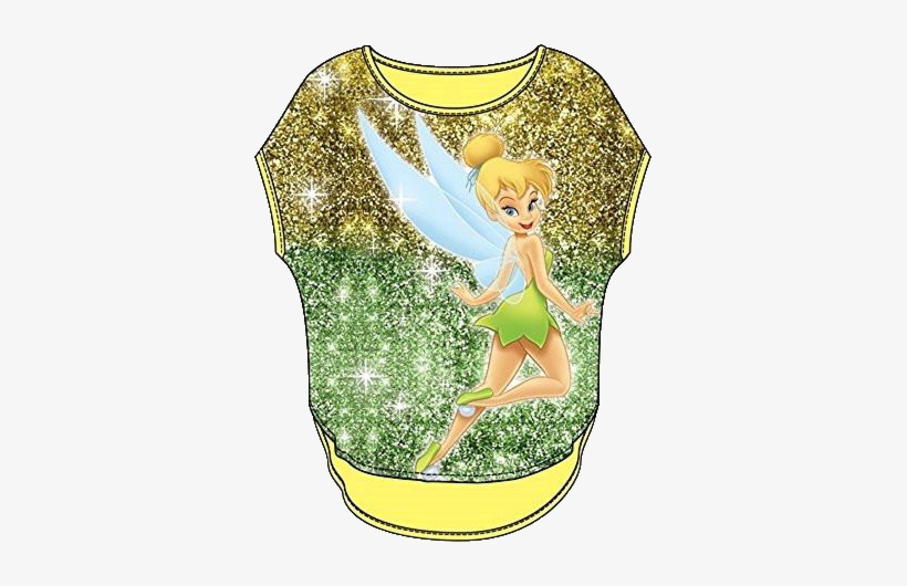 Disney Youth Girls Glitter Sublimated Top Tinkerbell - Cartoon, transparent png download