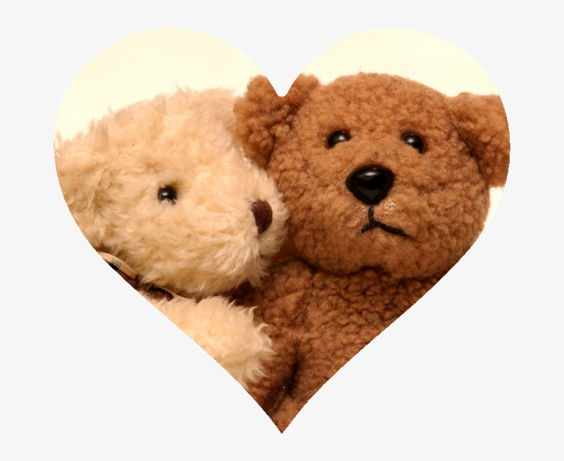 Tan And Brown Bears Hugging In Heart Cutout - 2 Cuddling Bears, transparent png download
