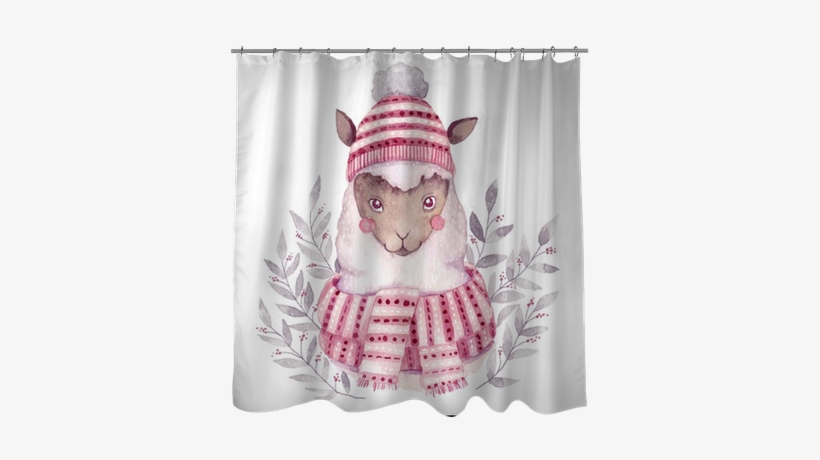 Watercolor Vector Alpaca Illustration - Curtain, transparent png download