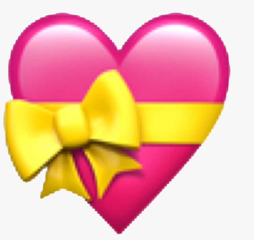 Hearts Emojis Emojisticker Emojiheart - Heart With Ribbon Emoji, transparent png download