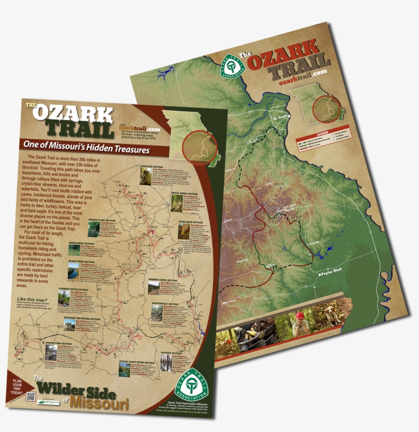 Trail Map Poster - Ozarks, transparent png download