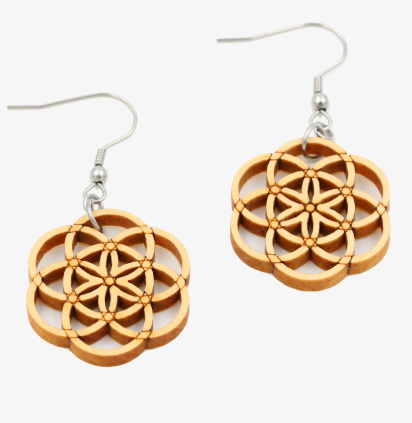 "seed Of Life" Earrings Classic Wood Stone Pine 25mm, transparent png download