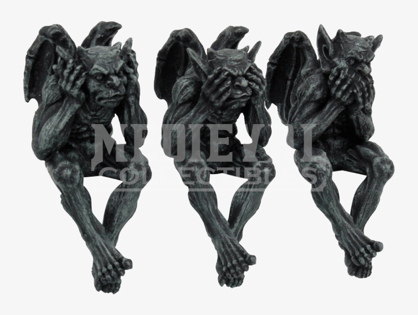 See, Hear, And Speak No Evil Gargoyle Shelf Sitters - Evil Gargoyles, transparent png download