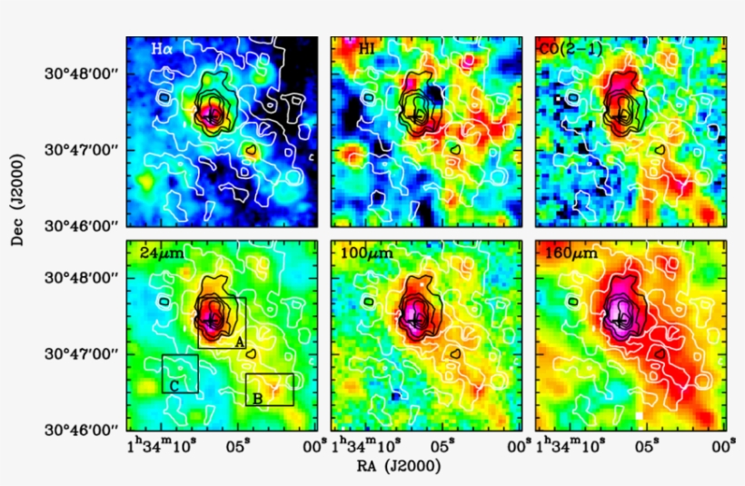 Overlay Of The Hα, H I, And 12 Co Emission And The - Motif, transparent png download