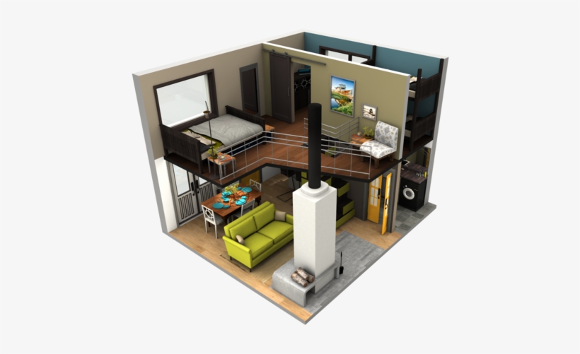 Renders Of A Design I Dreamt Up Yesterday The Tiny - Tiny House Plans With Loft, transparent png download