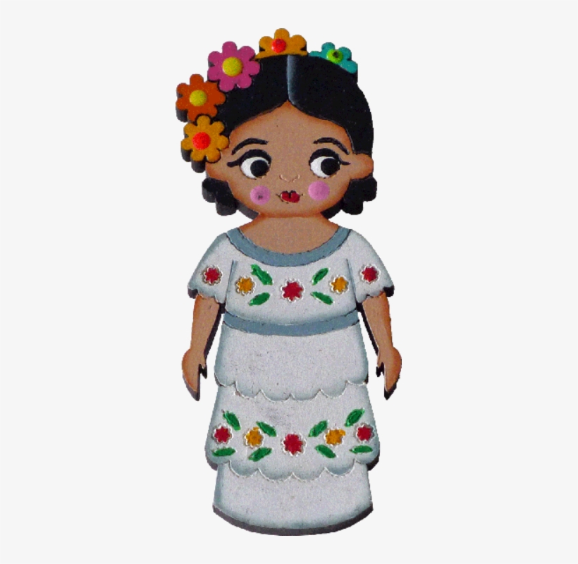 Beautiful Mexican Hand-painted Wooden Magnet - Dibujo De Campechana, transparent png download