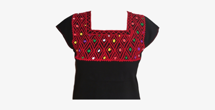 Black Mexican Blouse With Red - Blouse, transparent png download