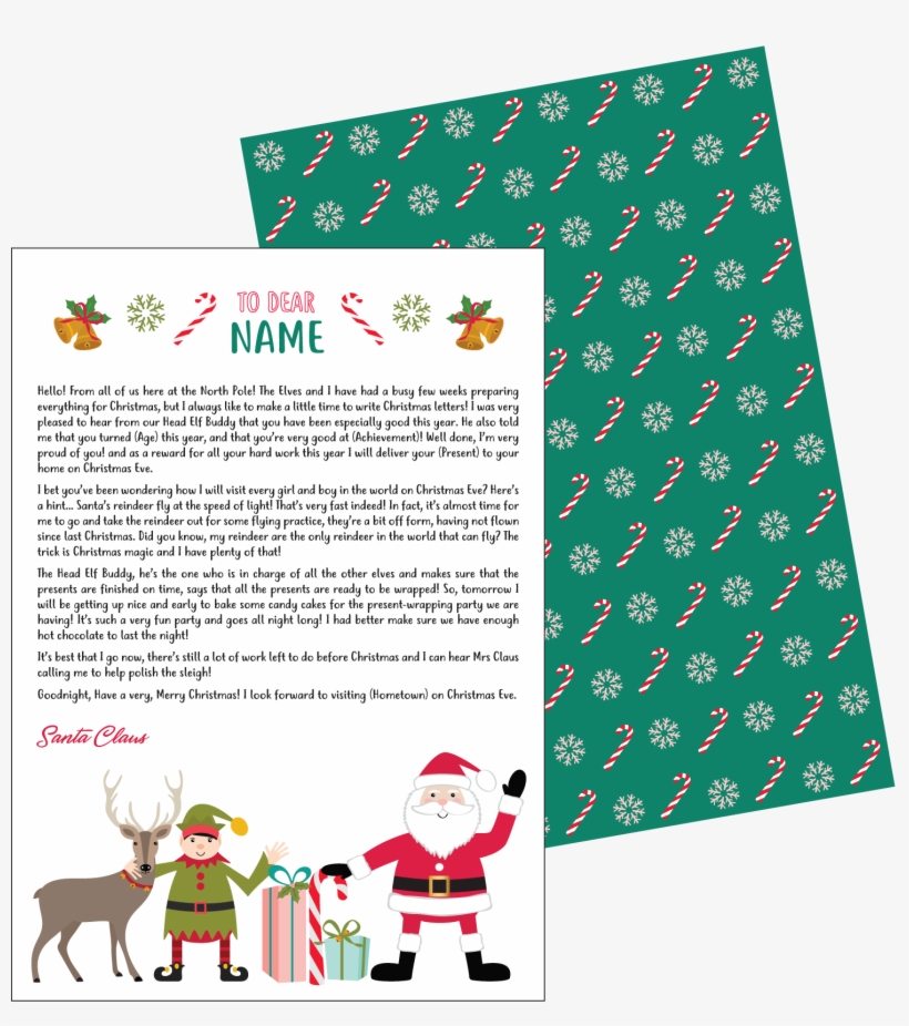 Santa Letter With Buddy Elf - Cartoon, transparent png download