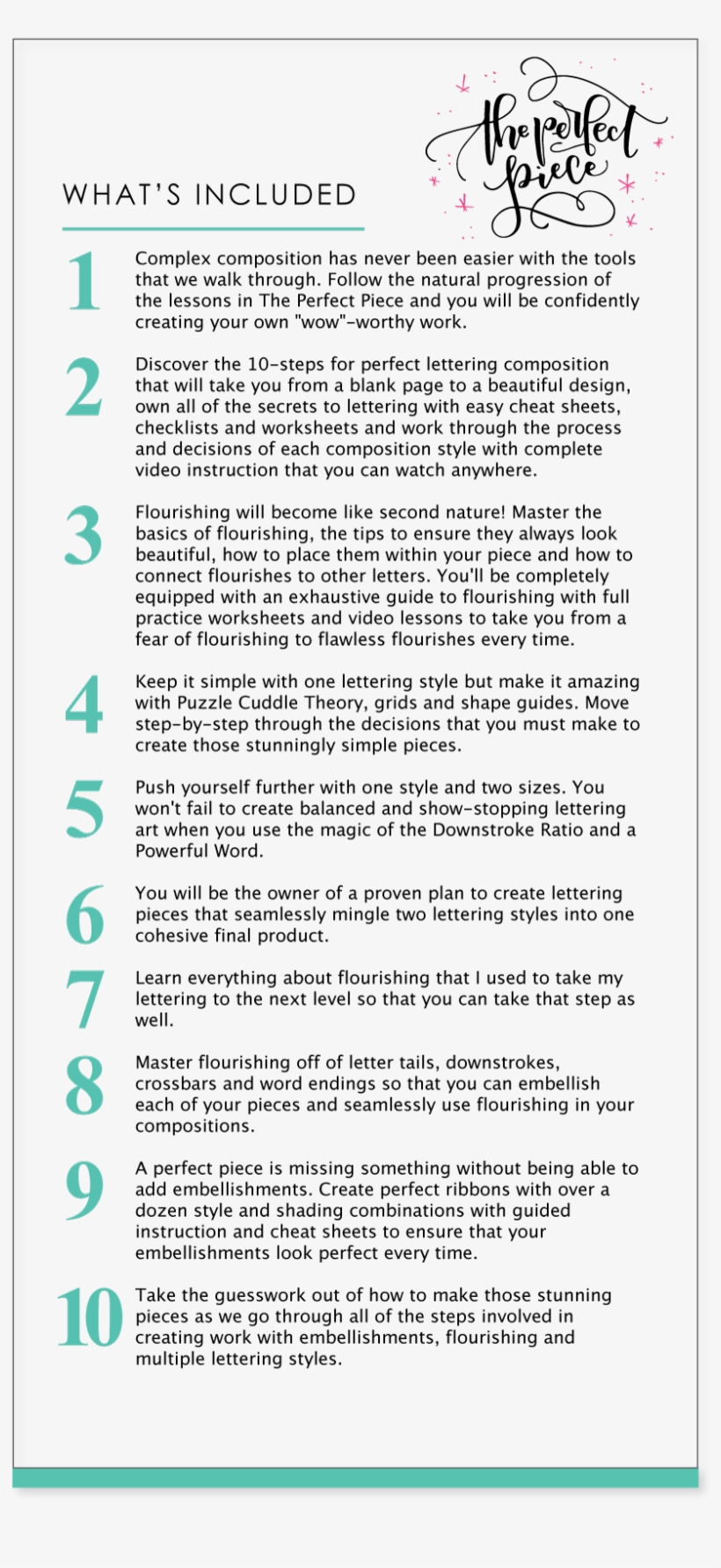 The Perfect Piece Course Benefits And Features - Document, transparent png download