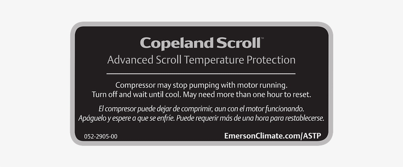 Advanced Scroll Temperature Protection - Advanced Scroll Temperature Protection Label, transparent png download