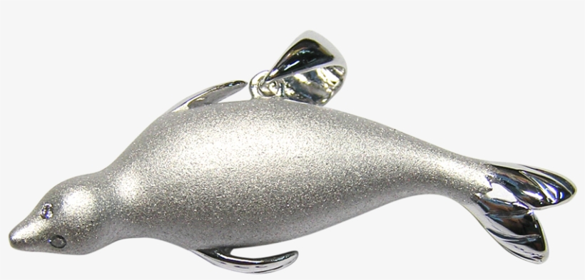 40mm White Gold Seal Pendant With Diamonds - Silver, transparent png download