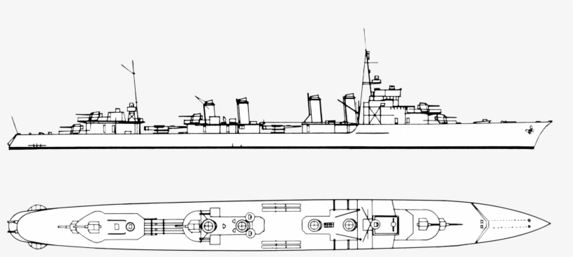 Recognition Drawing Of A French 2400-tonne Class Destroyer - Light Cruiser, transparent png download