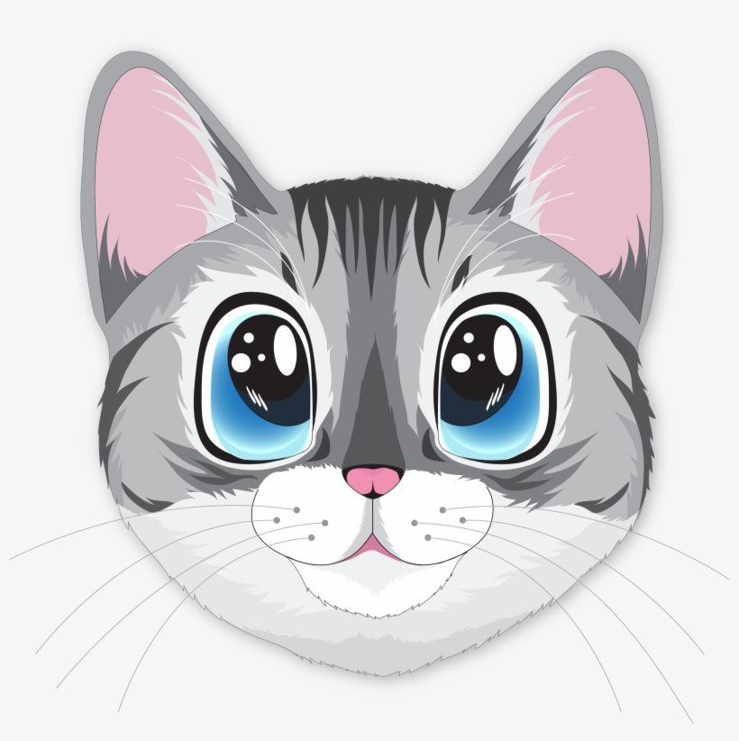 Manga Style Cat Headshot - Cat, transparent png download