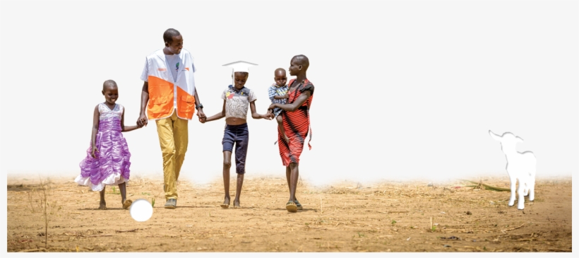African Village With Tree, Hut, And Family Walking - Fun, transparent png download
