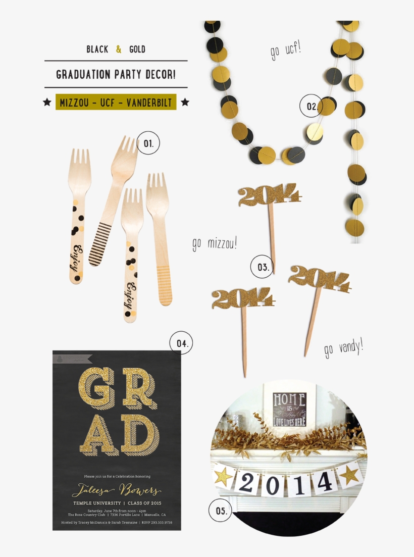Black & Gold Grad Party - Party, transparent png download