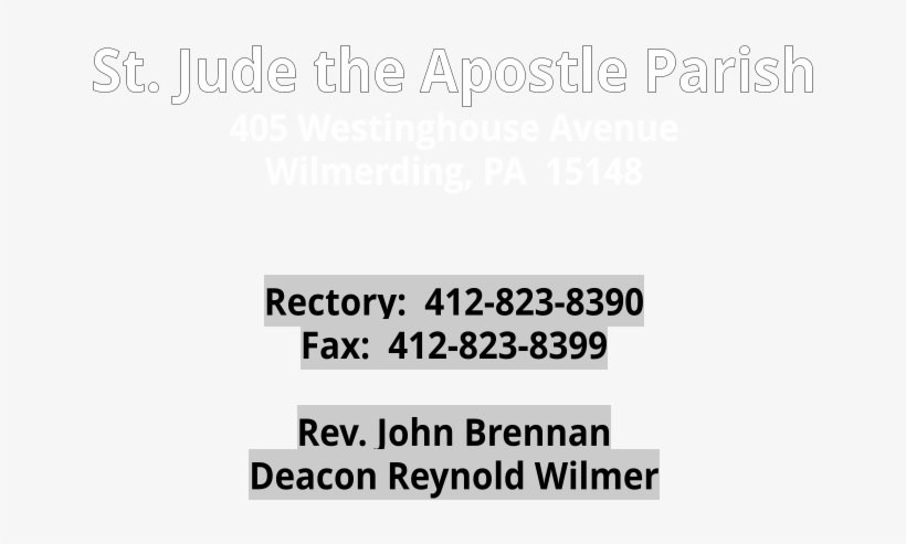 Jude The Apostle Parish 405 Westinghouse Avenue Wilmerding, - Saint Jude The Apostle Parish, transparent png download