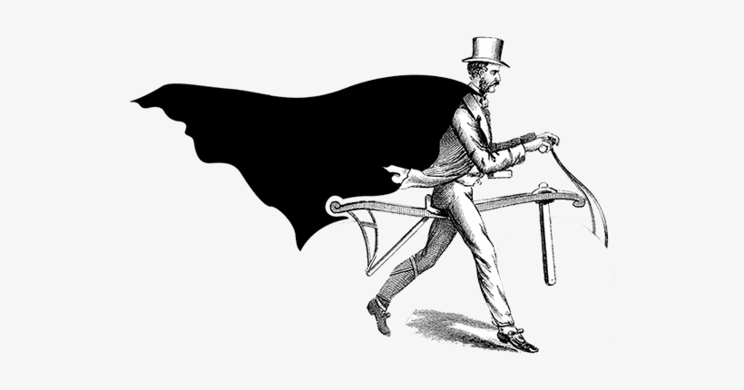 Flying Cape Png Jpg Free Stock - 3drose Pc_204028_1 Print Of Man With 1850 Walking Bike, transparent png download