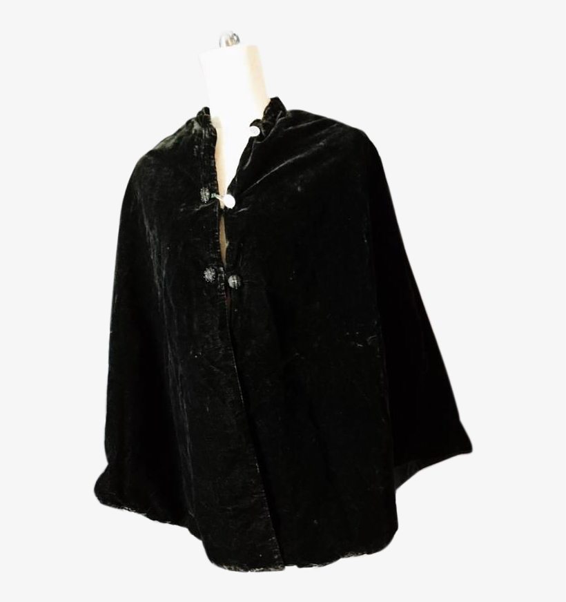 Victorian Velvet Mourning Cape, Black Velvet, Silk - Cape, transparent png download