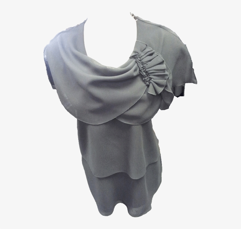 Cape 2-tier Chiffon Black Vest, Pleated Fan With Black - Scarf, transparent png download