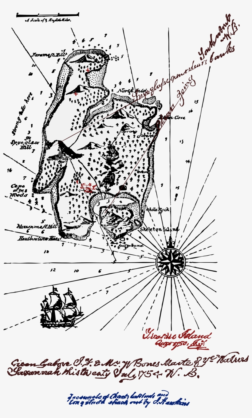 Vector Transparent Island Pirate Big Image Png - Map Of Treasure Island Robert Louis Stevenson, transparent png download
