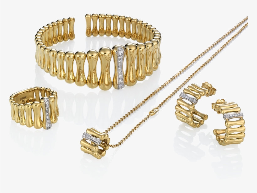 Chimento Bamboo Over Gold Bracelet, Ring, Earrings - Bamboo Chimento, transparent png download