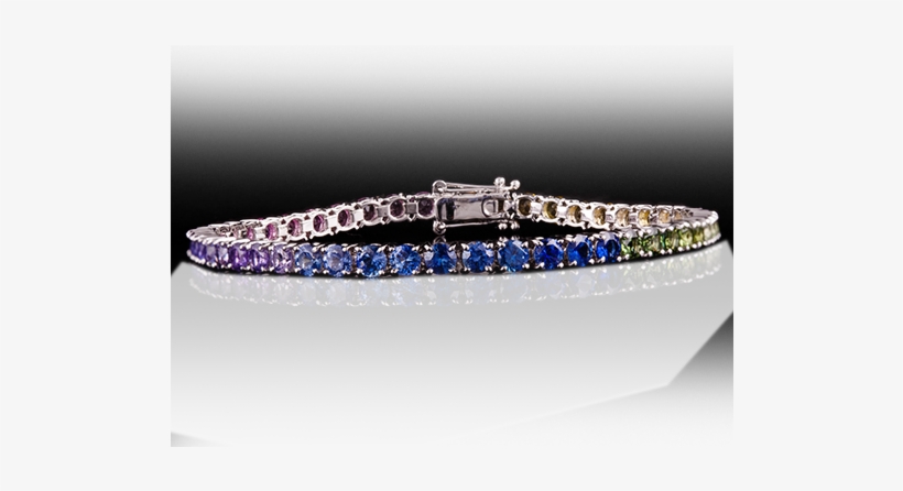 Rainbow Sapphires 18k White Gold Bracelet - Bracelet, transparent png download