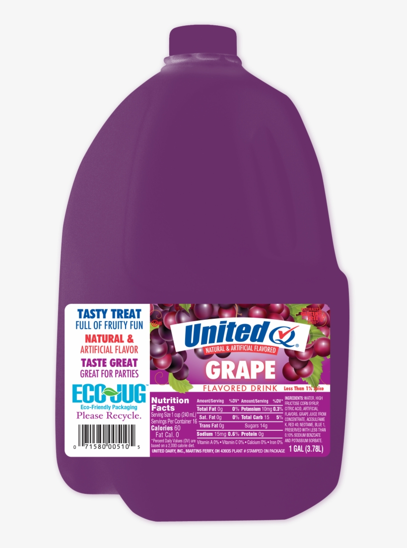 Grape Drink - United Dairy United Ultra Skim Milk Gallon, transparent png download